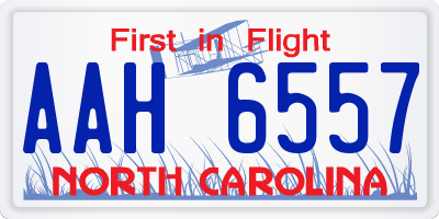 NC license plate AAH6557