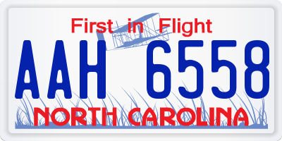 NC license plate AAH6558