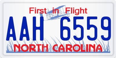 NC license plate AAH6559