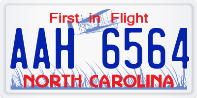 NC license plate AAH6564