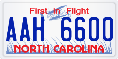 NC license plate AAH6600