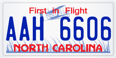 NC license plate AAH6606