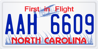 NC license plate AAH6609