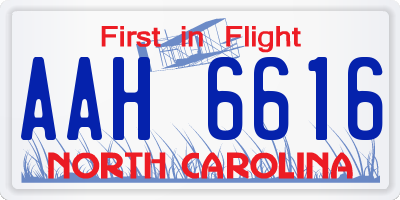 NC license plate AAH6616