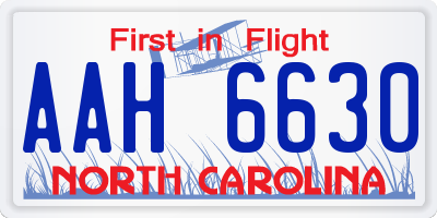 NC license plate AAH6630