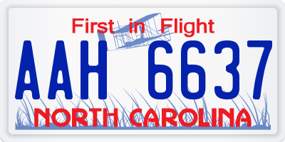 NC license plate AAH6637