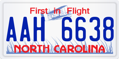 NC license plate AAH6638