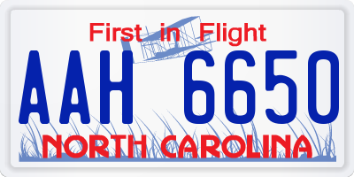 NC license plate AAH6650
