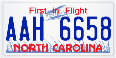 NC license plate AAH6658
