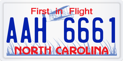 NC license plate AAH6661