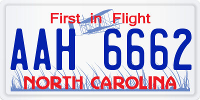 NC license plate AAH6662