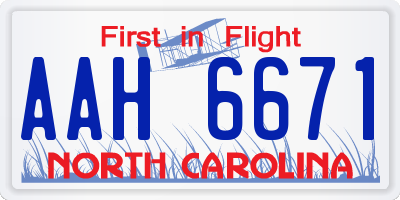 NC license plate AAH6671