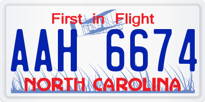 NC license plate AAH6674