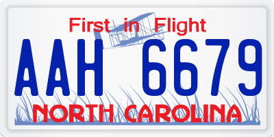NC license plate AAH6679