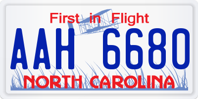NC license plate AAH6680