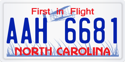 NC license plate AAH6681