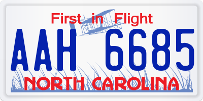 NC license plate AAH6685