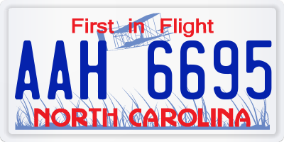 NC license plate AAH6695