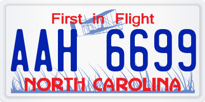 NC license plate AAH6699