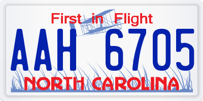 NC license plate AAH6705