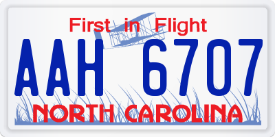 NC license plate AAH6707