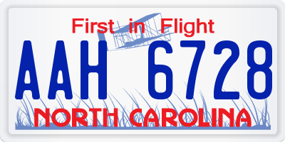 NC license plate AAH6728