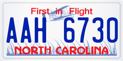 NC license plate AAH6730