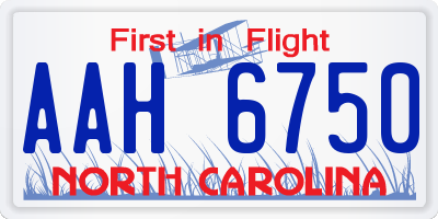 NC license plate AAH6750