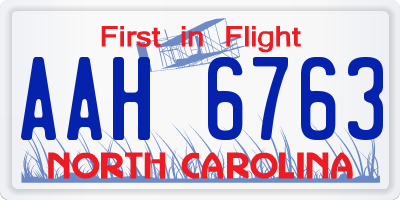 NC license plate AAH6763