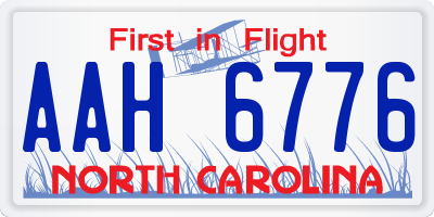 NC license plate AAH6776