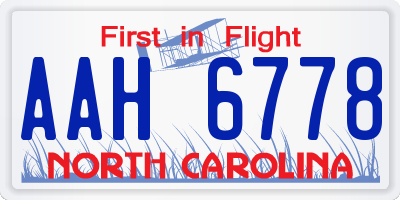 NC license plate AAH6778