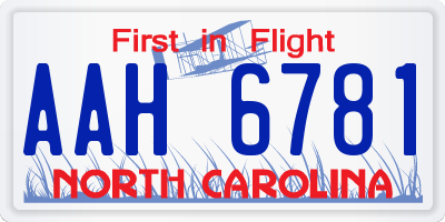 NC license plate AAH6781