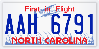 NC license plate AAH6791