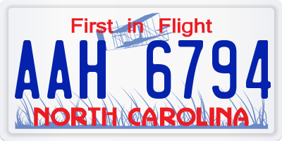 NC license plate AAH6794