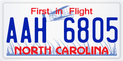NC license plate AAH6805