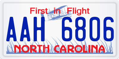NC license plate AAH6806