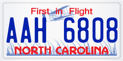NC license plate AAH6808