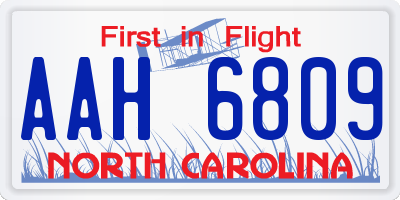 NC license plate AAH6809