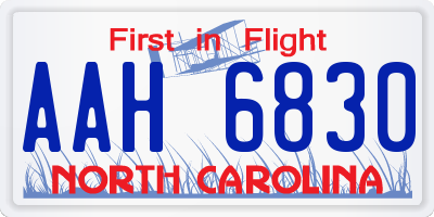 NC license plate AAH6830
