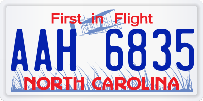NC license plate AAH6835