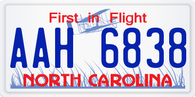 NC license plate AAH6838