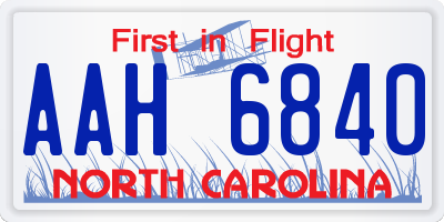 NC license plate AAH6840