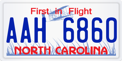 NC license plate AAH6860