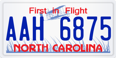 NC license plate AAH6875