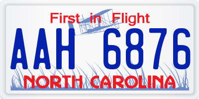 NC license plate AAH6876