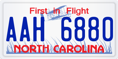 NC license plate AAH6880