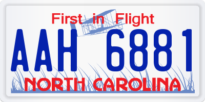 NC license plate AAH6881