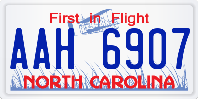 NC license plate AAH6907