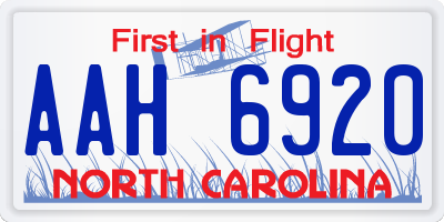 NC license plate AAH6920
