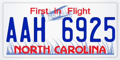 NC license plate AAH6925